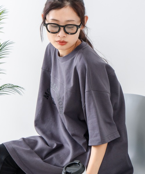 CONVERSE（コンバース）の「【CONVERSE/コンバース】フットボールチュニック（Tシャツ/カットソー・レディース・ブラック/ブラウン/オフホワイト/チャコールグレー・LARGE/MEDIUM）」の12枚目の写真