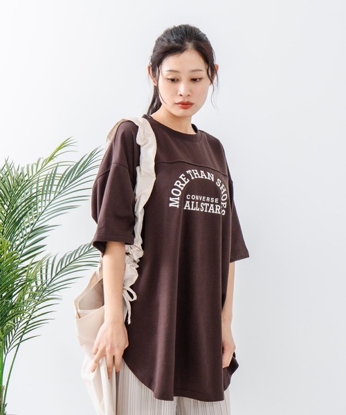 CONVERSE（コンバース）の「【CONVERSE/コンバース】フットボールチュニック（Tシャツ/カットソー・レディース・ブラック/ブラウン/オフホワイト/チャコールグレー・LARGE/MEDIUM）」の5枚目の写真