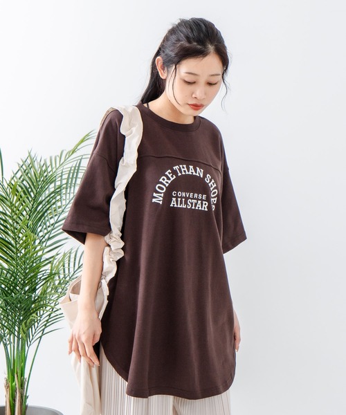 CONVERSE（コンバース）の「【CONVERSE/コンバース】フットボールチュニック（Tシャツ/カットソー・レディース・ブラック/ブラウン/オフホワイト/チャコールグレー・LARGE/MEDIUM）」の7枚目の写真