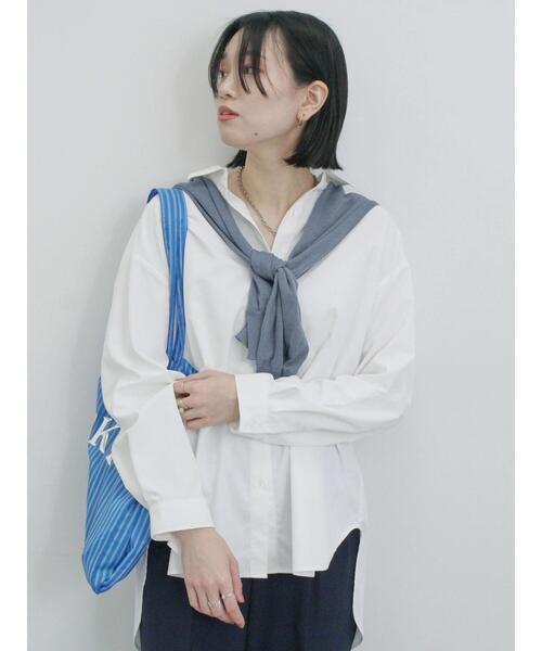 Samansa Mos2 blue(サマンサモスモスブルー)の「【イージーケア】マルチスタイルシャツ(シャツ/ブラウス・レディース・ピンク/ブラック/サックスブルー/ブルー/オフホワイト/ラベンダー/ミント・M/L)」の2枚目の写真