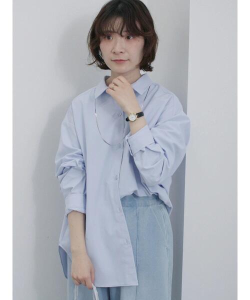 Samansa Mos2 blue(サマンサモスモスブルー)の「【イージーケア】マルチスタイルシャツ(シャツ/ブラウス・レディース・ピンク/ブラック/サックスブルー/ブルー/オフホワイト/ラベンダー/ミント・M/L)」の5枚目の写真