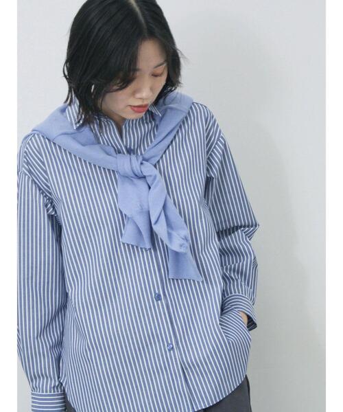 Samansa Mos2 blue(サマンサモスモスブルー)の「【イージーケア】マルチスタイルシャツ(シャツ/ブラウス・レディース・ピンク/ブラック/サックスブルー/ブルー/オフホワイト/ラベンダー/ミント・M/L)」の6枚目の写真