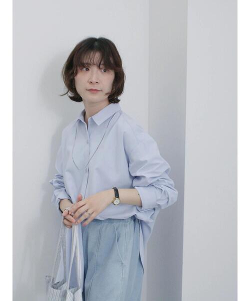 Samansa Mos2 blue(サマンサモスモスブルー)の「【イージーケア】マルチスタイルシャツ(シャツ/ブラウス・レディース・ピンク/ブラック/サックスブルー/ブルー/オフホワイト/ラベンダー/ミント・M/L)」の22枚目の写真