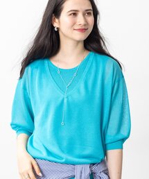 【洗える／シアーラメ】レイヤード風ニット