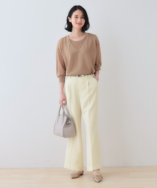 INDIVI（インディヴィ）の「【洗える／シアーラメ】レイヤード風ニット（ニット/セーター・レディース・オフホワイト/ブルーグリーン/ブラック/キャメル/ライトグレー・05/38/15 /13/19）」の20枚目の写真