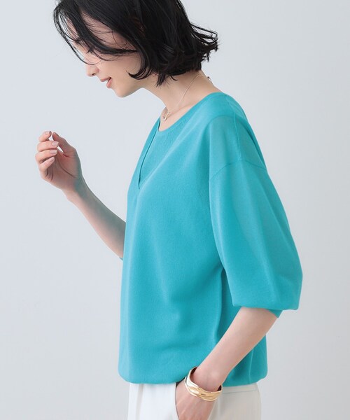 INDIVI（インディヴィ）の「【洗える／シアーラメ】レイヤード風ニット（ニット/セーター・レディース・オフホワイト/ブルーグリーン/ブラック/キャメル/ライトグレー・05/38/15 /13/19）」の22枚目の写真