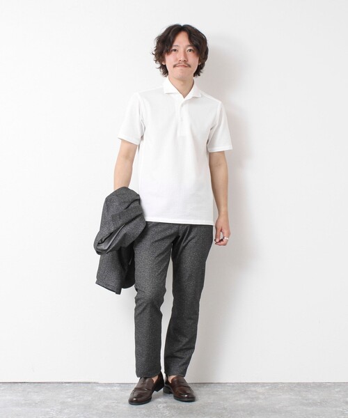 NOLLEY’S(ノーリーズ)の「《ビジカジ対応》ハイゲージサッカーストライプ ワンピースカラーポロ ビズポロ 25SS(ポロシャツ・メンズ・ホワイト/ネイビー/サックスブルー/ブルー系その他・S/M/L/XL)」の13枚目の写真