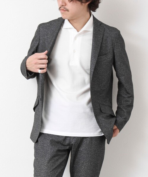 NOLLEY’S(ノーリーズ)の「《ビジカジ対応》ハイゲージサッカーストライプ ワンピースカラーポロ ビズポロ 25SS(ポロシャツ・メンズ・ホワイト/ネイビー/サックスブルー/ブルー系その他・S/M/L/XL)」の14枚目の写真