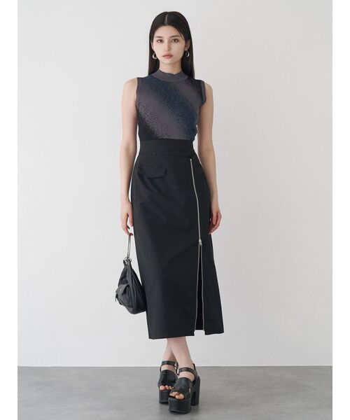 MURUA（ムルーア）の「ダブルウエストZIPスカート（スカート・レディース・アイボリー/カーキ/ブラック・2/1）」の10枚目の写真