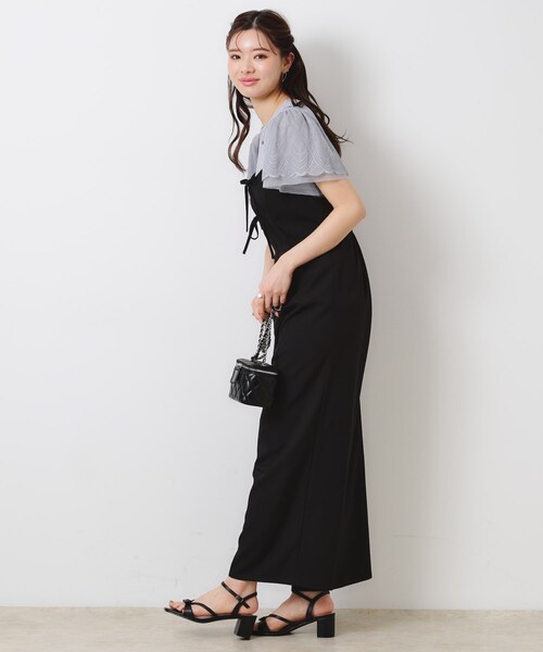 couture brooch(クチュールブローチ)の「【大人可愛い・肩紐調節可能】リボンキャミサロペット(サロペット/オーバーオール・レディース・グレー/ブラック・38/36/42/40)」の6枚目の写真