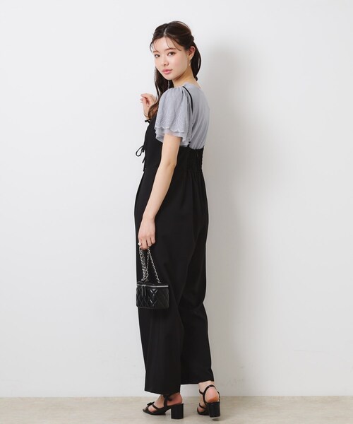 couture brooch(クチュールブローチ)の「【大人可愛い・肩紐調節可能】リボンキャミサロペット(サロペット/オーバーオール・レディース・グレー/ブラック・38/36/42/40)」の7枚目の写真