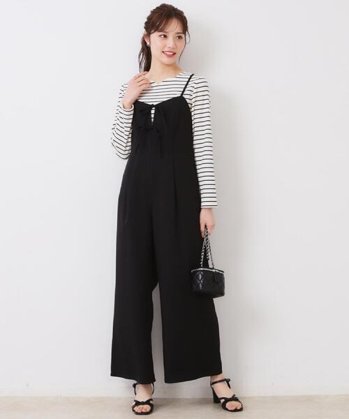 couture brooch(クチュールブローチ)の「【大人可愛い・肩紐調節可能】リボンキャミサロペット(サロペット/オーバーオール・レディース・グレー/ブラック・38/36/42/40)」の8枚目の写真