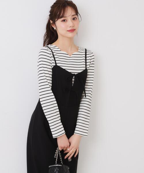 couture brooch(クチュールブローチ)の「【大人可愛い・肩紐調節可能】リボンキャミサロペット(サロペット/オーバーオール・レディース・グレー/ブラック・38/36/42/40)」の10枚目の写真