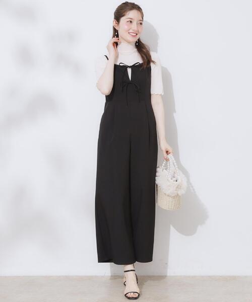 couture brooch(クチュールブローチ)の「【大人可愛い・肩紐調節可能】リボンキャミサロペット(サロペット/オーバーオール・レディース・グレー/ブラック・38/36/42/40)」の11枚目の写真