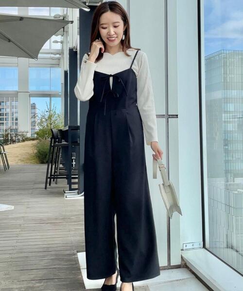 couture brooch(クチュールブローチ)の「【大人可愛い・肩紐調節可能】リボンキャミサロペット(サロペット/オーバーオール・レディース・グレー/ブラック・38/36/42/40)」の15枚目の写真