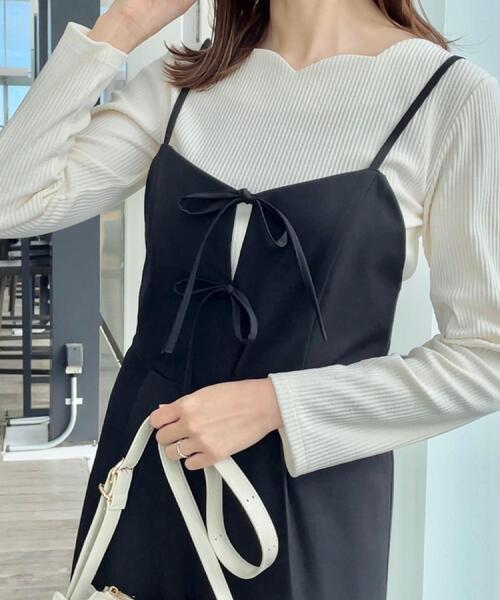 couture brooch(クチュールブローチ)の「【大人可愛い・肩紐調節可能】リボンキャミサロペット(サロペット/オーバーオール・レディース・グレー/ブラック・38/36/42/40)」の18枚目の写真