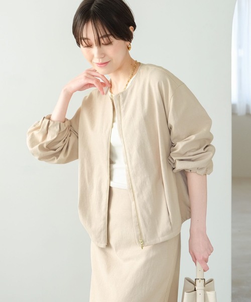 Elura(エルーラ)の「リネン混ブルゾン/316571(ブルゾン・レディース・ライトベージュ/チャコールグレー・LARGE/MEDIUM)」の3枚目の写真