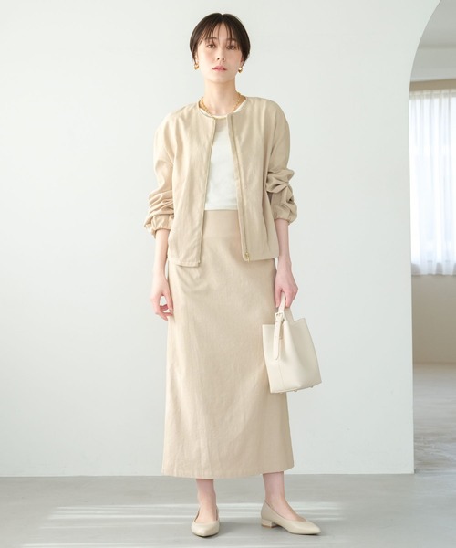 Elura(エルーラ)の「リネン混ブルゾン/316571(ブルゾン・レディース・ライトベージュ/チャコールグレー・LARGE/MEDIUM)」の4枚目の写真