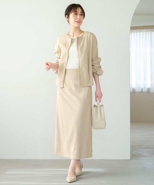 Elura(エルーラ)の「リネン混ブルゾン/316571(ブルゾン・レディース・ライトベージュ/チャコールグレー・LARGE/MEDIUM)」の6枚目の写真