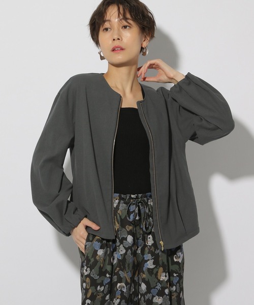 Elura(エルーラ)の「リネン混ブルゾン/316571(ブルゾン・レディース・ライトベージュ/チャコールグレー・LARGE/MEDIUM)」の7枚目の写真