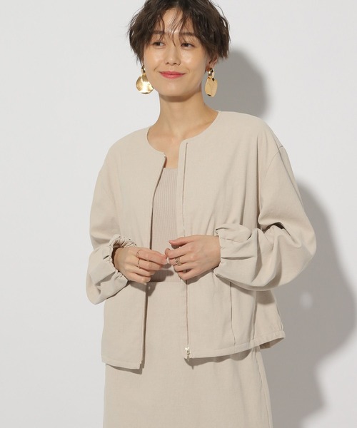 Elura(エルーラ)の「リネン混ブルゾン/316571(ブルゾン・レディース・ライトベージュ/チャコールグレー・LARGE/MEDIUM)」の13枚目の写真