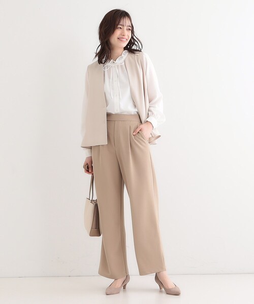SHOO・LA・RUE（シューラルー）の「【洗える/しわになりにくい】脚のラインを拾いにくい スマートイージー ワイドパンツ（その他パンツ・レディース・チャコールグレー/ブラック/ベージュ・01/02/03/04）」の10枚目の写真