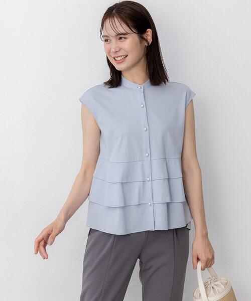 組曲 L(クミキョク オオキイサイズ)の「プレーティング天竺ティアード カットソー(Tシャツ/カットソー・レディース・ネイビー系/サックスブルー系/アイボリー系・6/5)」の18枚目の写真