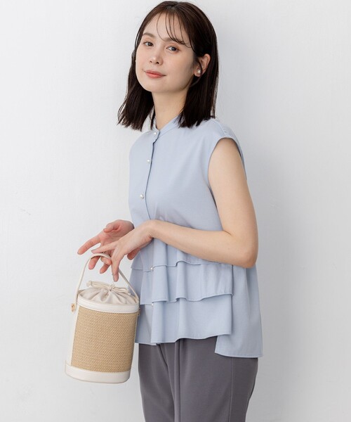 組曲 L(クミキョク オオキイサイズ)の「プレーティング天竺ティアード カットソー(Tシャツ/カットソー・レディース・ネイビー系/サックスブルー系/アイボリー系・6/5)」の19枚目の写真