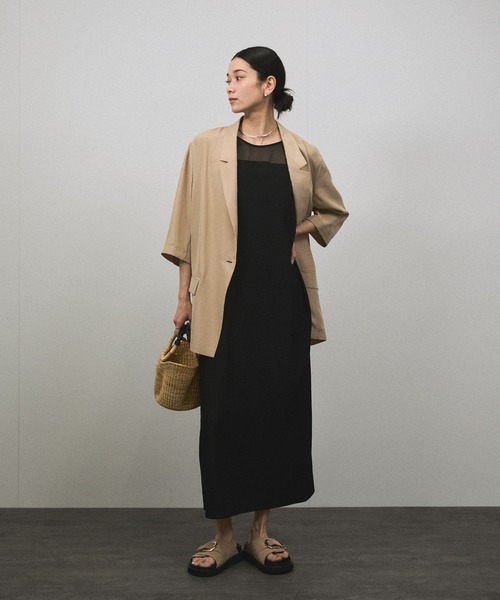 SALON adam et rope'（サロン アダム エ ロペ）の「グリースウェーブキャミワンピース（ワンピース・レディース・ブラック/キナリ・FREE）」の17枚目の写真