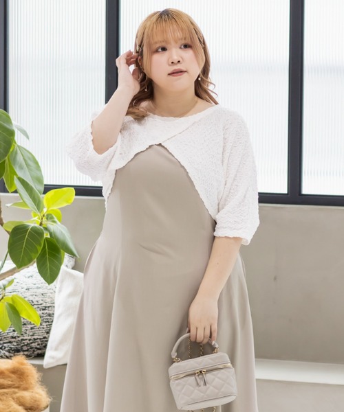 CLETTE(クレット)の「ショートプルオーバーセットワンピース(ワンピース・レディース・チャコールグレー/ベージュ/ブラウン・4L/3L/LL)」の7枚目の写真