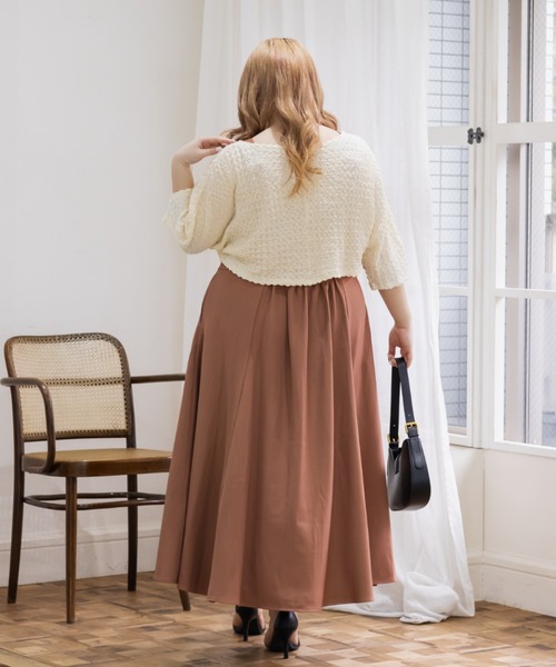 CLETTE(クレット)の「ショートプルオーバーセットワンピース(ワンピース・レディース・チャコールグレー/ベージュ/ブラウン・4L/3L/LL)」の15枚目の写真