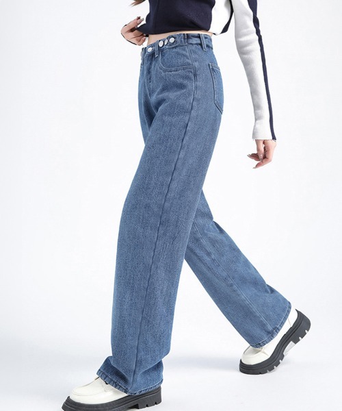 Miniministore(ミニミニストア)の「デニムパンツ ウエスト調整可能 ボトムス(デニムパンツ・レディース・ブラック/サックスブルー/インディゴブルー・M/L/XL/S)」の18枚目の写真