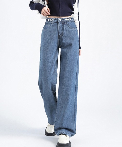 Miniministore(ミニミニストア)の「デニムパンツ ウエスト調整可能 ボトムス(デニムパンツ・レディース・ブラック/サックスブルー/インディゴブルー・M/L/XL/S)」の19枚目の写真