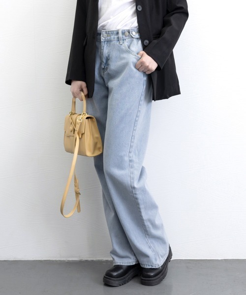 Miniministore(ミニミニストア)の「デニムパンツ ウエスト調整可能 ボトムス(デニムパンツ・レディース・ブラック/サックスブルー/インディゴブルー・M/L/XL/S)」の4枚目の写真