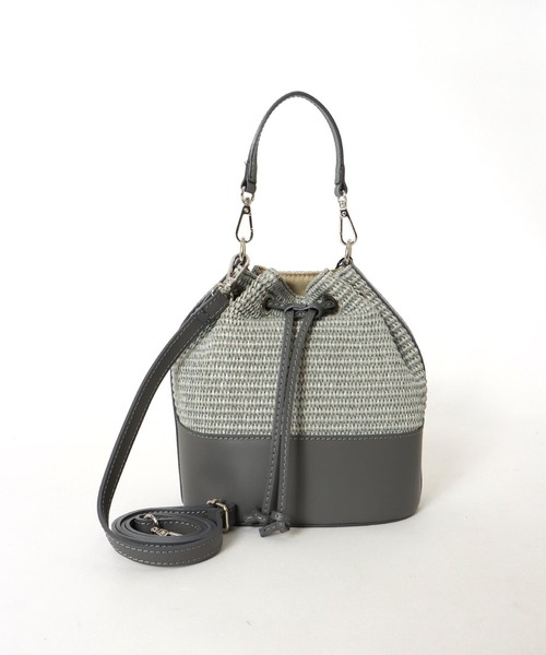 andrea cardone（アンドレアカルドネ）の「ラフィア2wayハンドルバッグ【andrea cardone/アンドレアカルドネ】（ショルダーバッグ・レディース・グレー/キャメル・フリー）」の6枚目の写真