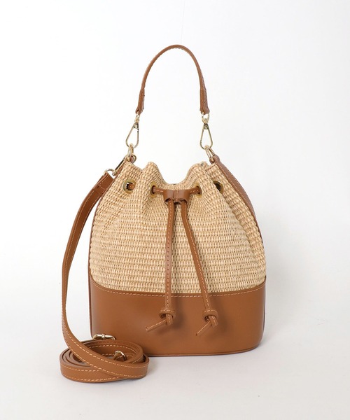 andrea cardone（アンドレアカルドネ）の「ラフィア2wayハンドルバッグ【andrea cardone/アンドレアカルドネ】（ショルダーバッグ・レディース・グレー/キャメル・フリー）」の5枚目の写真