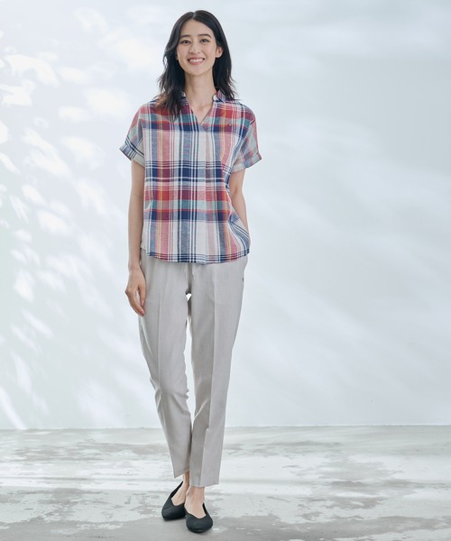 Arnold Palmer（アーノルドパーマー）の「マドラスチェック スキッパー ブラウス（シャツ/ブラウス・レディース・ブルー/ワイン/ベージュ/イエロー・M/L/S）」の12枚目の写真