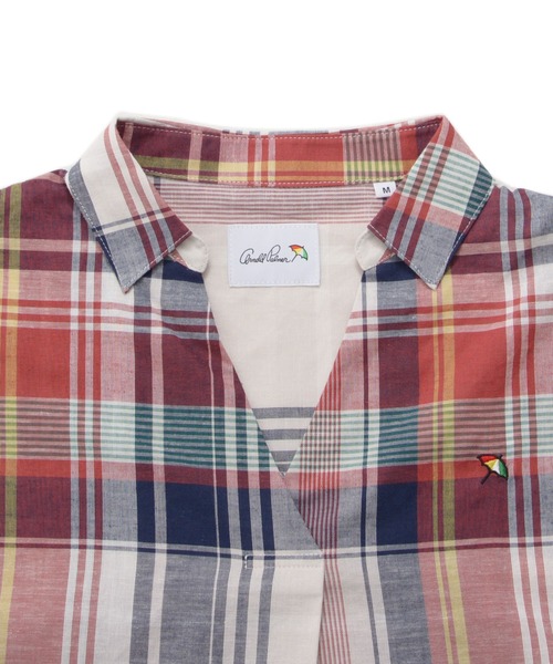 Arnold Palmer（アーノルドパーマー）の「マドラスチェック スキッパー ブラウス（シャツ/ブラウス・レディース・ブルー/ワイン/ベージュ/イエロー・M/L/S）」の16枚目の写真