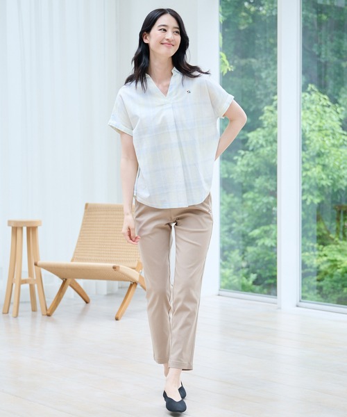 Arnold Palmer（アーノルドパーマー）の「マドラスチェック スキッパー ブラウス（シャツ/ブラウス・レディース・ブルー/ワイン/ベージュ/イエロー・M/L/S）」の9枚目の写真