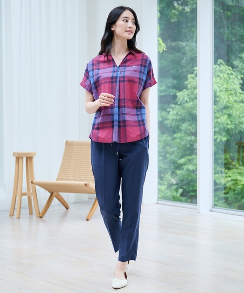 Arnold Palmer（アーノルドパーマー）の「マドラスチェック スキッパー ブラウス（シャツ/ブラウス・レディース・ブルー/ワイン/ベージュ/イエロー・M/L/S）」の11枚目の写真