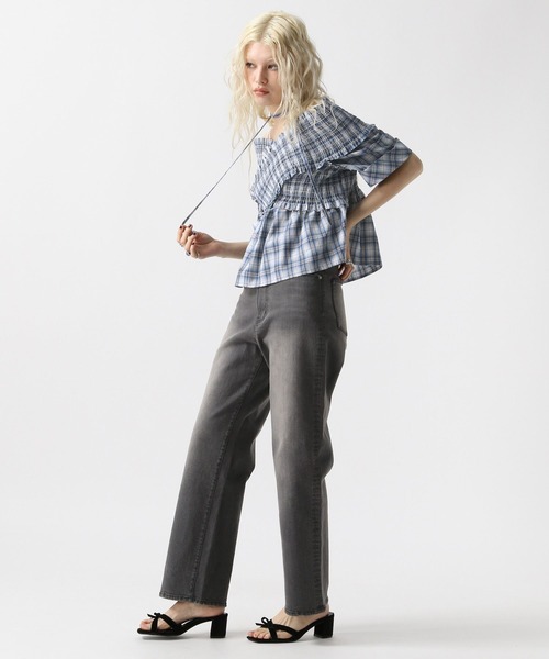 FOREVER 21（フォーエバー トゥエンティーワン）の「【2025SS】チョーカー付きオフショルブラウス半袖（シャツ/ブラウス・レディース・ブラック/グレー/ブルー・FREE）」の7枚目の写真