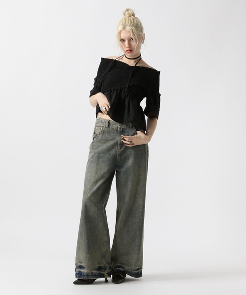 FOREVER 21（フォーエバー トゥエンティーワン）の「【2025SS】チョーカー付きオフショルブラウス半袖（シャツ/ブラウス・レディース・ブラック/グレー/ブルー・FREE）」の8枚目の写真