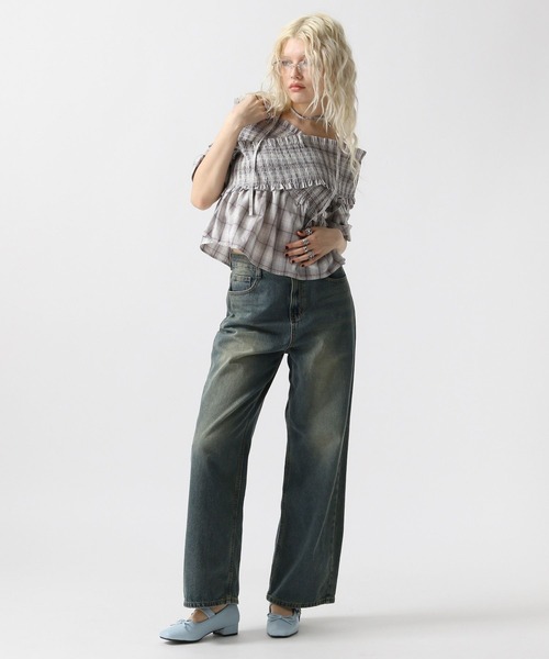 FOREVER 21（フォーエバー トゥエンティーワン）の「【2025SS】チョーカー付きオフショルブラウス半袖（シャツ/ブラウス・レディース・ブラック/グレー/ブルー・FREE）」の14枚目の写真