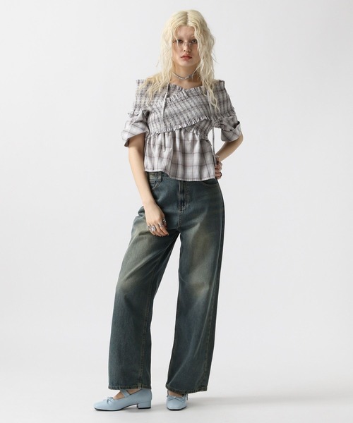 FOREVER 21（フォーエバー トゥエンティーワン）の「【2025SS】チョーカー付きオフショルブラウス半袖（シャツ/ブラウス・レディース・ブラック/グレー/ブルー・FREE）」の15枚目の写真