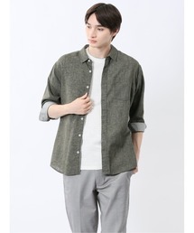 m.f.editorial（エムエフエディトリアル）の「【ウォッシャブル】m.f.エディトリアル メンズ リネン混 レギュラーカラー7分袖シャツ（シャツ/ブラウス）」