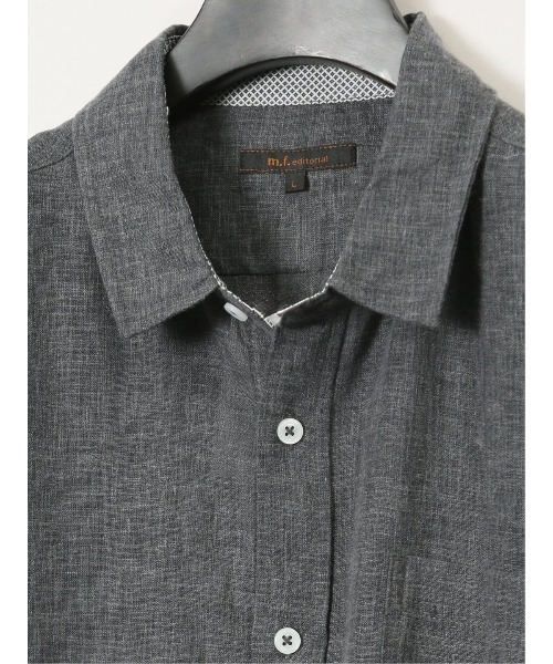 m.f.editorial（エムエフエディトリアル）の「【リネン混】m.f.エディトリアル メンズ レギュラーカラー 7分袖 シャツ（シャツ/ブラウス・メンズ・ネイビー/ブラック/カーキ/ブルー・MEDIUM/LARGE/X-LARGE）」の13枚目の写真