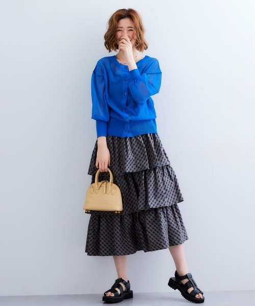 SMILE LAND（スマイルランド）の「チェック柄ティアードスカート＜大きいサイズ有＞【Otona Purete】（スカート・レディース・ベージュ系/ネイビー系・5L/4L/3L/LL/L/M）」の14枚目の写真