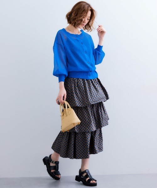 SMILE LAND（スマイルランド）の「チェック柄ティアードスカート＜大きいサイズ有＞【Otona Purete】（スカート・レディース・ベージュ系/ネイビー系・5L/4L/3L/LL/L/M）」の15枚目の写真