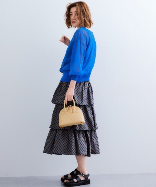 SMILE LAND（スマイルランド）の「チェック柄ティアードスカート＜大きいサイズ有＞【Otona Purete】（スカート・レディース・ベージュ系/ネイビー系・5L/4L/3L/LL/L/M）」の16枚目の写真