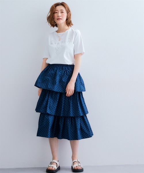 SMILE LAND（スマイルランド）の「チェック柄ティアードスカート＜大きいサイズ有＞【Otona Purete】（スカート・レディース・ベージュ系/ネイビー系・5L/4L/3L/LL/L/M）」の20枚目の写真